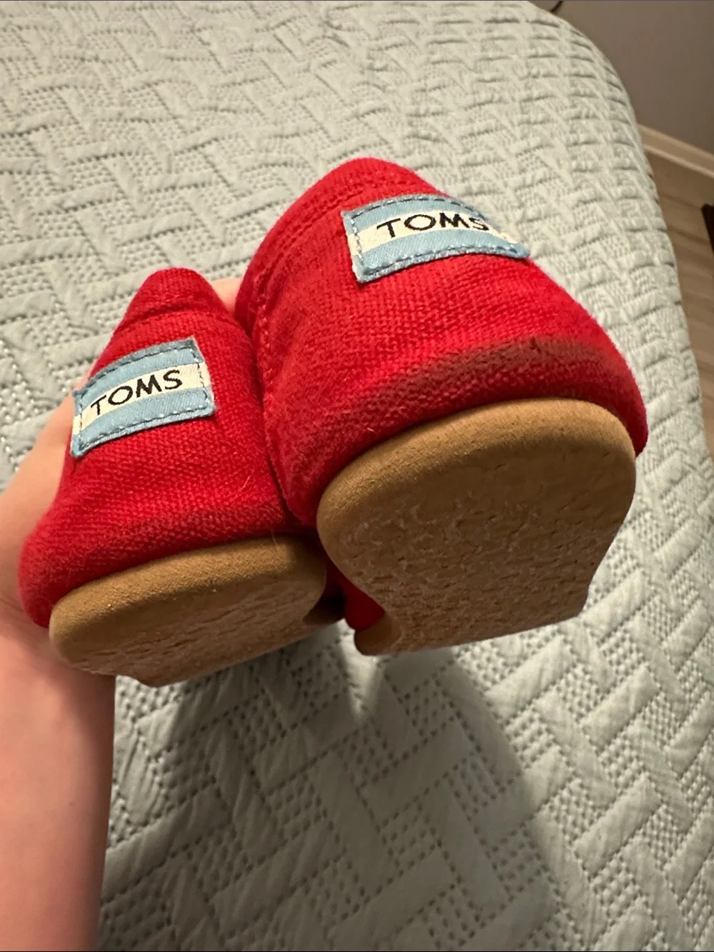 Toms Red Canvas Slip-On Flats - Women's size 8.5